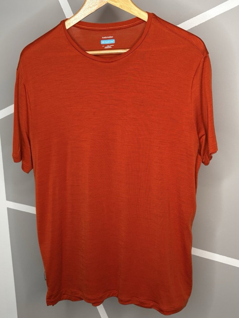 Icebreaker 125 Cool Lite T-Shirt Men's L Merino Wool Rust Orange Base Layer